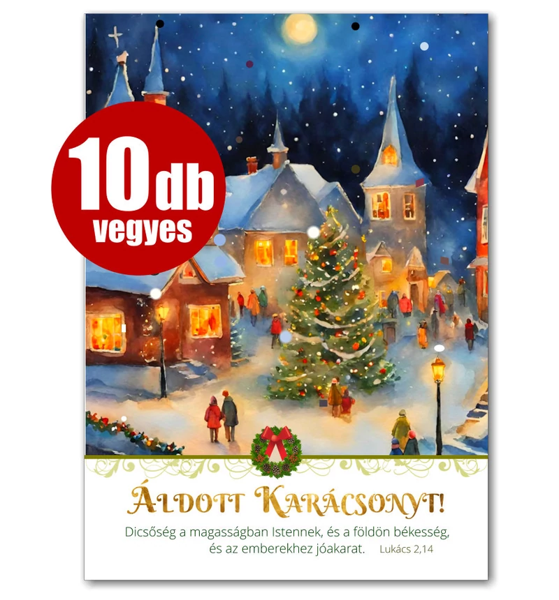 Karácsonyi képeslap - nyílt (10db) vegyes