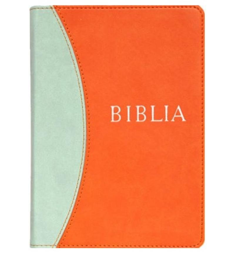 Biblia - RÚF (középméret, puha, varrott, narancs-zöld)