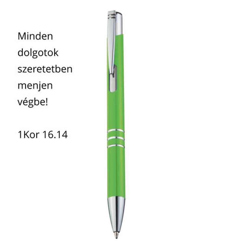 Toll - fém, gravírozott (1db) világoszöld