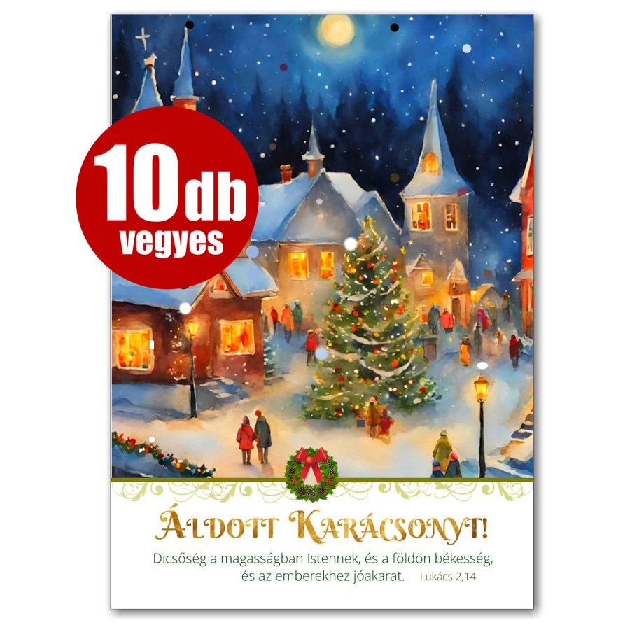 Karácsonyi képeslap - nyílt (10db) vegyes